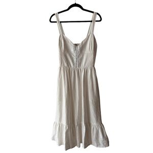 Reformation White Linen Sweetheart Midi Summer Dress Size 10
